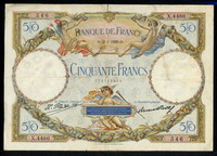 프랑스 France 1927-1929, 50 Francs,  P77a, Fine+ 보품